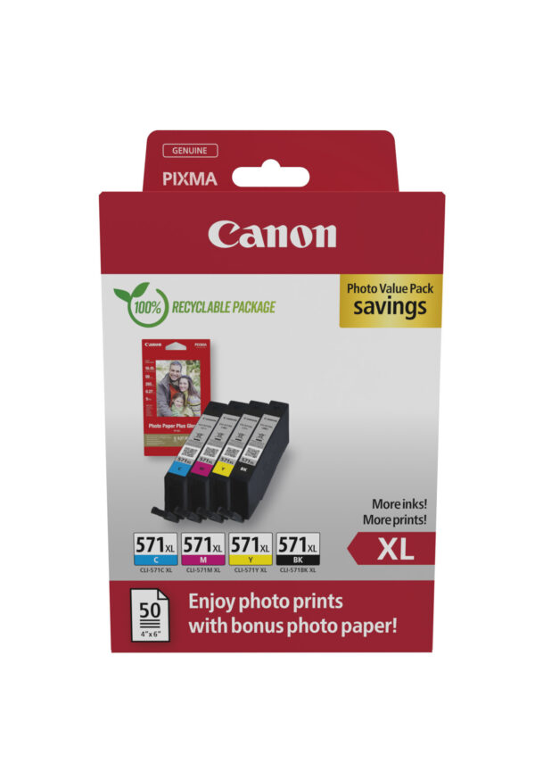 Canon 0332C006 inktcartridge 4 stuk(s) Origineel Hoog (XL) rendement Zwart, Cyaan, Magenta, Geel