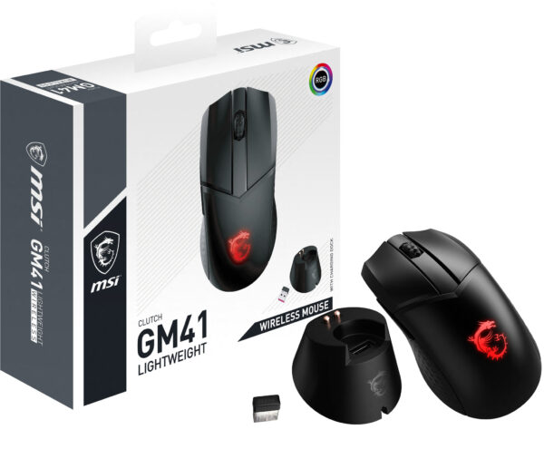 MSI Clutch GM41 Lightweight Wireless muis Gamen Rechtshandig RF Draadloos Optisch 20000 DPI