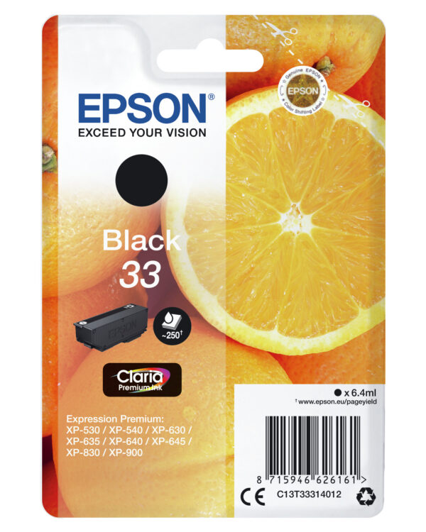 Epson Oranges Singlepack Black 33 Claria Premium Ink - Afbeelding 3