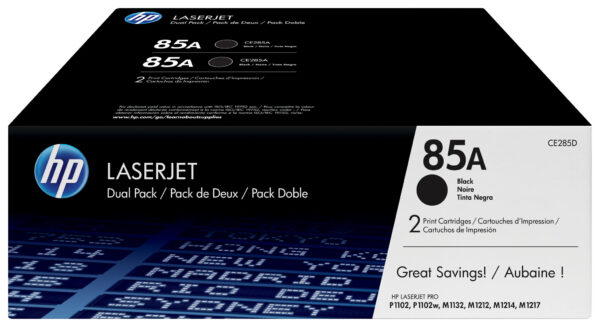 HP 85A originele zwarte LaserJet tonercartridge, 2-pack