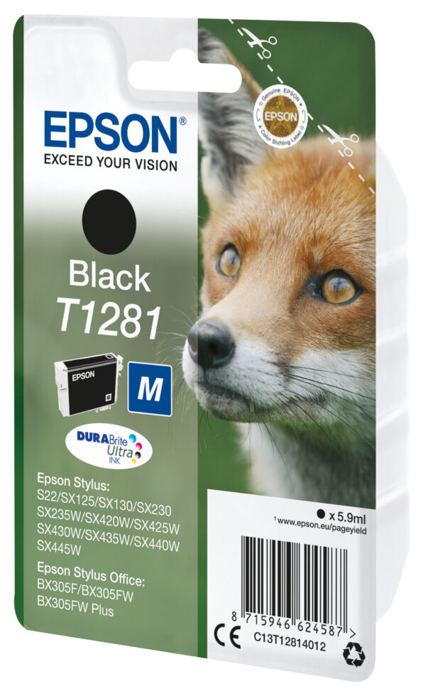 Epson Fox Singlepack Black T1281 DURABrite Ultra Ink - Afbeelding 2