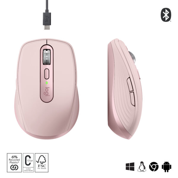 Logitech MX Anywhere 3S muis Kantoor Rechtshandig RF-draadloos + Bluetooth Laser 8000 DPI - Afbeelding 13