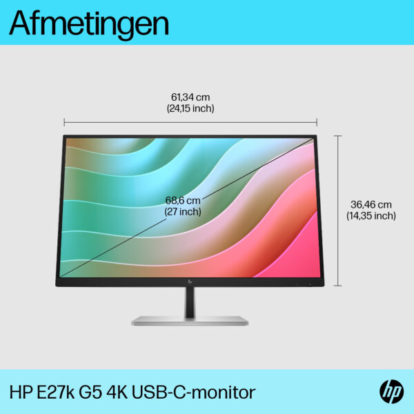 HP E-Series E27k G5 4K USB C-monitor - Afbeelding 8