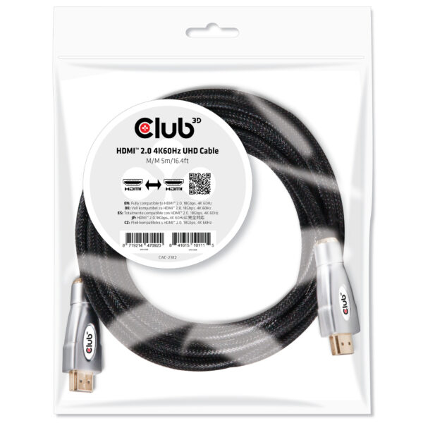 CLUB3D HDMI 2.0 4K60Hz UHD Cable 5m - Afbeelding 2