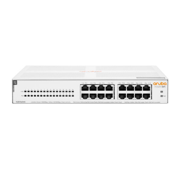 Hewlett Packard Enterprise Aruba Instant On 1430 16G Class4 PoE 124W Unmanaged L2 Gigabit Ethernet (10/100/1000) Power over Ethe