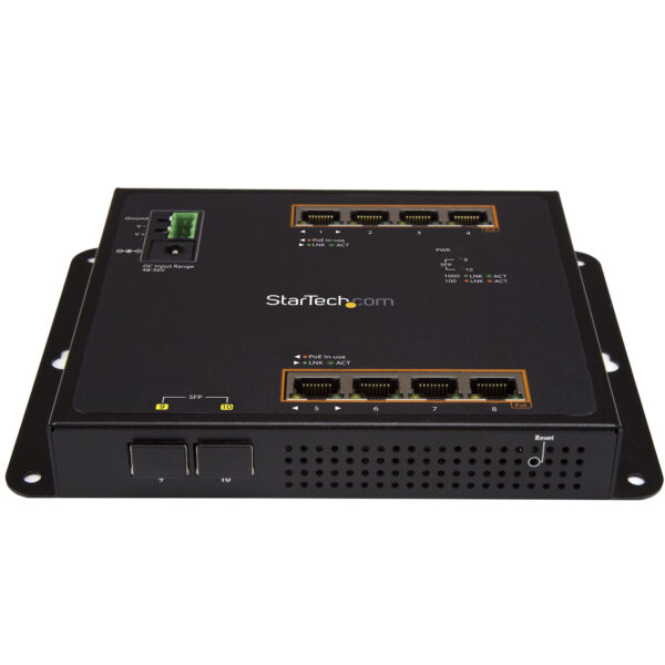 StarTech.com Industrial 8 Port Gigabit PoE+ Switch met 2 SFP MSA Slots - 30W - Robuuste GbE L2 Managed Switch - Rugged High Powe - Afbeelding 2