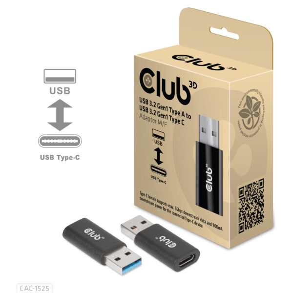 CLUB3D USB 3.2 Gen1 Type A to USB 3.2 Gen1 Type C Adapter M/F - Afbeelding 2