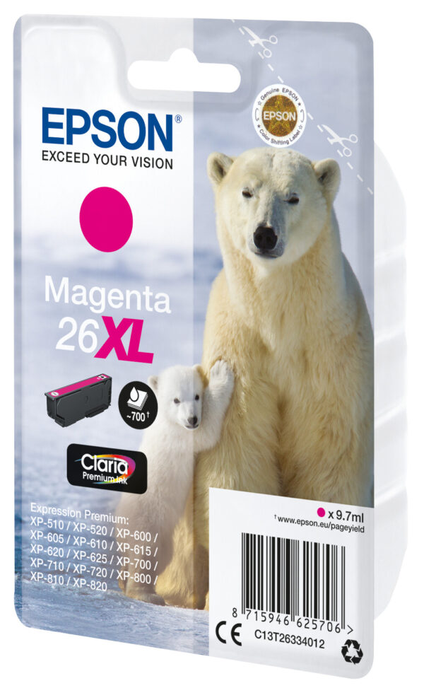 Epson Polar bear Singlepack Magenta 26XL Claria Premium Ink - Afbeelding 2