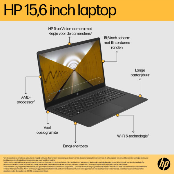 HP 15-fc0050nd AMD Ryzen™ 5 7520U Laptop 39,6 cm (15.6") Full HD 8 GB LPDDR5-SDRAM 512 GB SSD Wi-Fi 6 (802.11ax) Windows 11 Home - Afbeelding 18