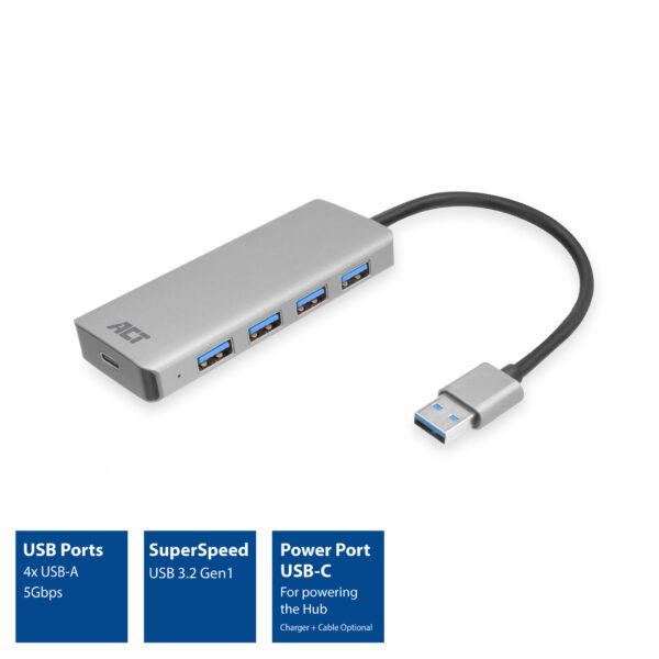 ACT USB-A hub 3.0, 4 poorts USB-A - Afbeelding 2