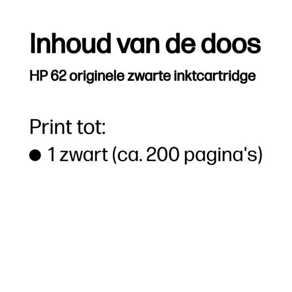 HP 62 originele zwarte inktcartridge - Afbeelding 8