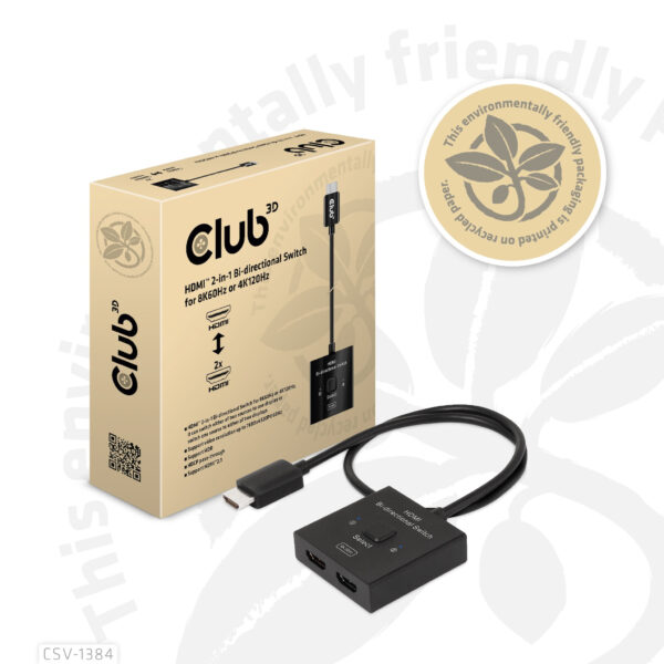 CLUB3D HDMI 2-in-1 Bi-directional Switch for 8K60Hz or 4K120Hz - Afbeelding 14