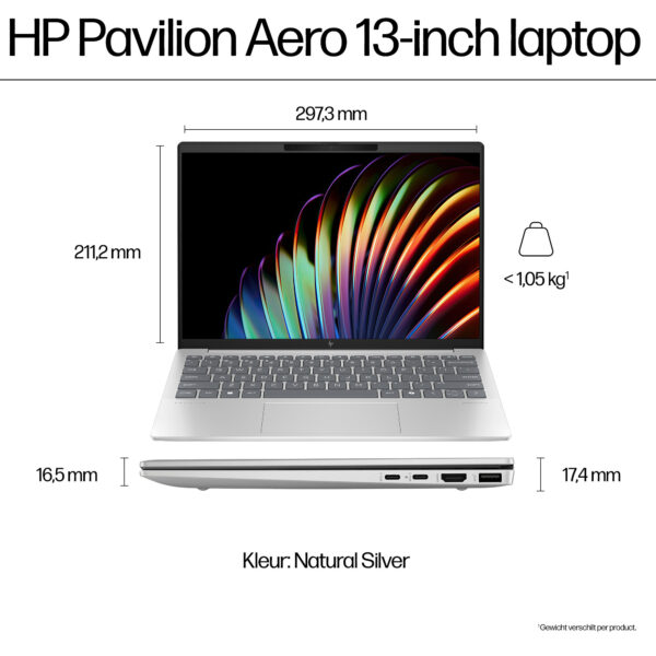 HP Pavilion Aero 13-bg0065nd AMD Ryzen™ 7 8840U Laptop 33,8 cm (13.3") WQXGA 16 GB LPDDR5x-SDRAM 1 TB SSD Wi-Fi 6 (802.11ax) Win - Afbeelding 10