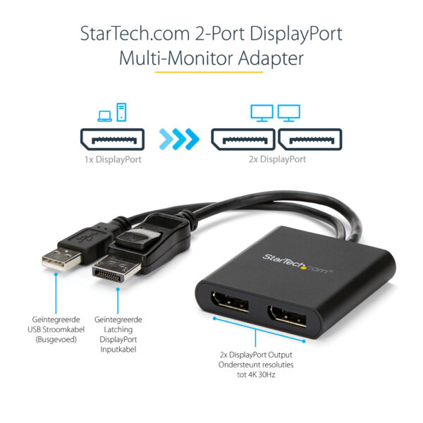 StarTech.com Dual-Monitor DisplayPort 1.2 Splitter, DisplayPort naar 2x DP Multi-Monitor Adapter, Dual 4K 30Hz of 1080p 60Hz Com - Afbeelding 15