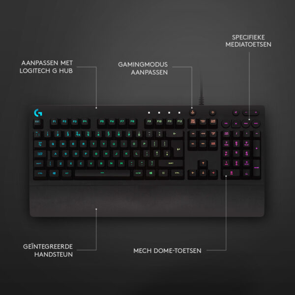 Logitech G G213 Prodigy toetsenbord Gamen USB QWERTZ Duits Zwart - Afbeelding 7