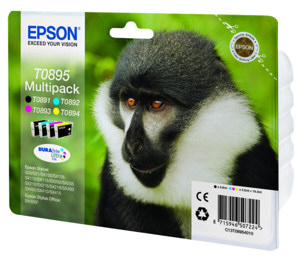 Epson Monkey Multipack 4-colours T0895 DURABrite Ultra Ink - Afbeelding 2