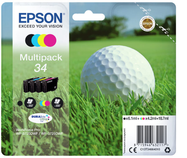 Epson Golf ball Multipack 4-colours 34 DURABrite Ultra Ink - Afbeelding 2