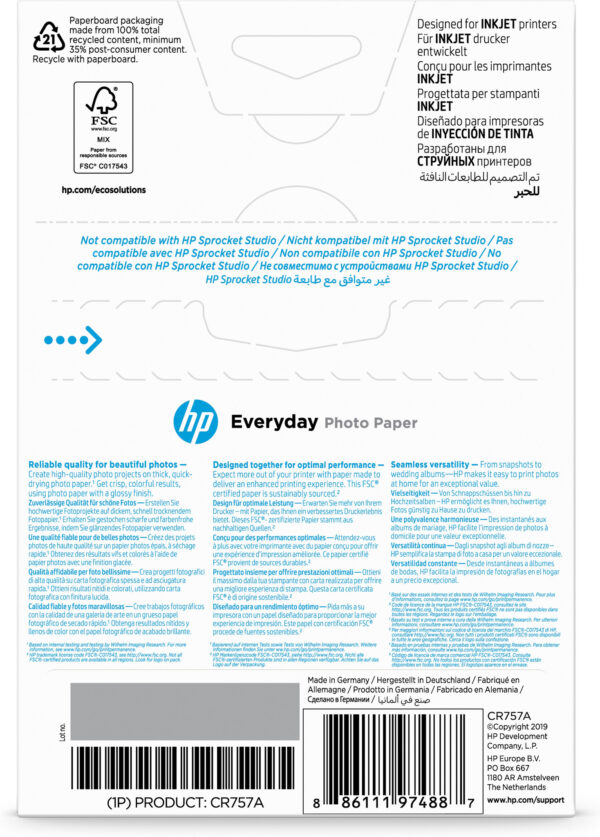 HP Everyday fotopapier, glanzend, 200 g/m2, 10 x 15 cm (101 x 152 mm), 100 vellen - Afbeelding 3