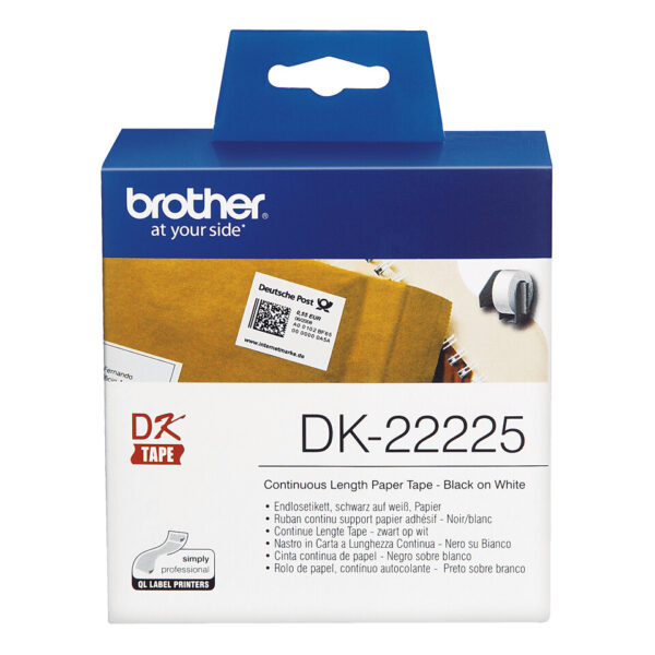 Brother DK-22225 labelprinter-tape Zwart op wit - Afbeelding 2