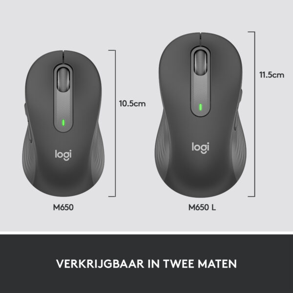 Logitech Signature M650 Draadloze Muis - Voor kleine tot middelgrote handen, 2 jaar batterijduur, stil klikken, aanpasbare zijkn - Afbeelding 13