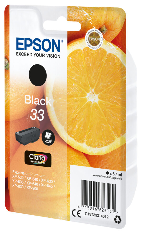 Epson Oranges Singlepack Black 33 Claria Premium Ink - Afbeelding 2