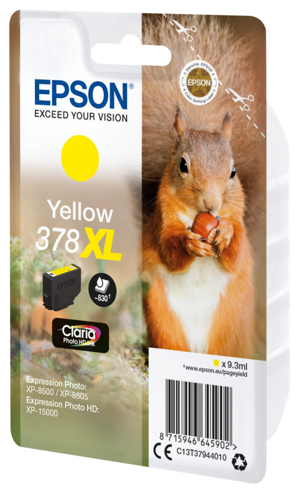 Epson Squirrel Singlepack Yellow 378XL Claria Photo HD Ink - Afbeelding 2