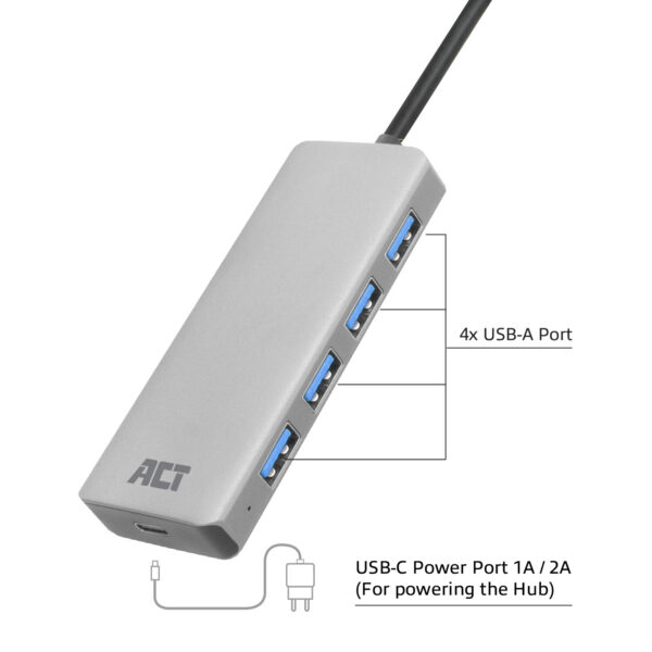 ACT USB-A hub 3.0, 4 poorts USB-A - Afbeelding 3