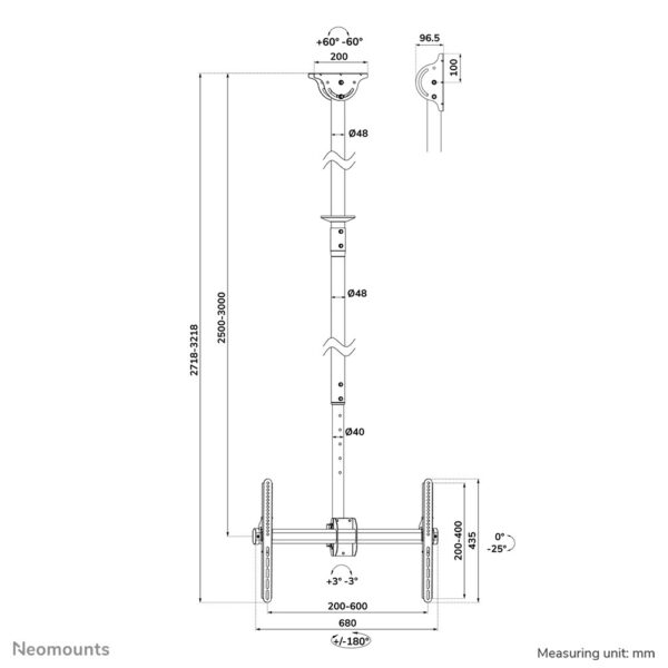 Neomounts TV plafondsteun - Afbeelding 18