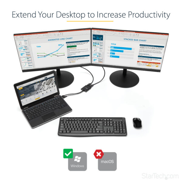 StarTech.com Dual-Monitor DisplayPort 1.2 Splitter, DisplayPort naar 2x DP Multi-Monitor Adapter, Dual 4K 30Hz of 1080p 60Hz Com - Afbeelding 12