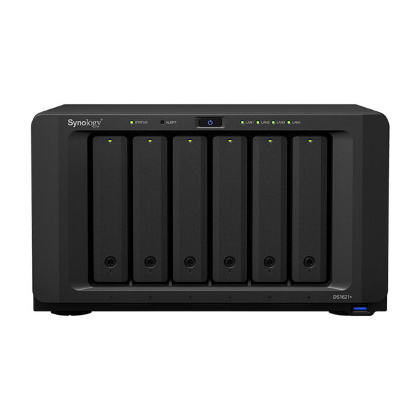 Synology DiskStation DS1621+ data-opslag-server NAS Desktop Ryzen Embedded V1500B 4 GB DDR4 0 TB DiskStation Manager Zwart