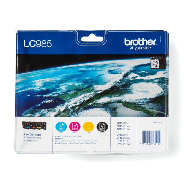 Brother LC-985VALBP inktcartridge 4 stuk(s) Origineel Zwart, Cyaan, Magenta, Geel