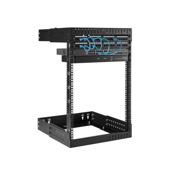 StarTech.com 2 Post 15U Heavy-Duty Wandmonteerbare Server Rack, 19" Open Frame Netwerk Rack met Verstelbare Diepte, Data Rack vo - Afbeelding 4