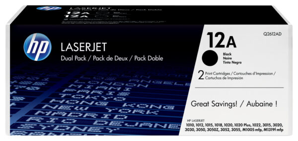 HP 12A originele zwarte LaserJet tonercartridge, 2-pack