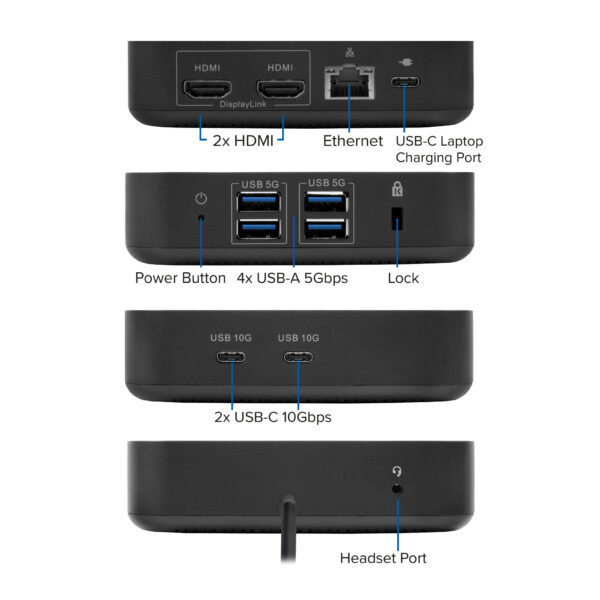 ACT USB-C Docking Station 4K, voor 2 HDMI monitoren, DisplayLink, compact model - Afbeelding 4