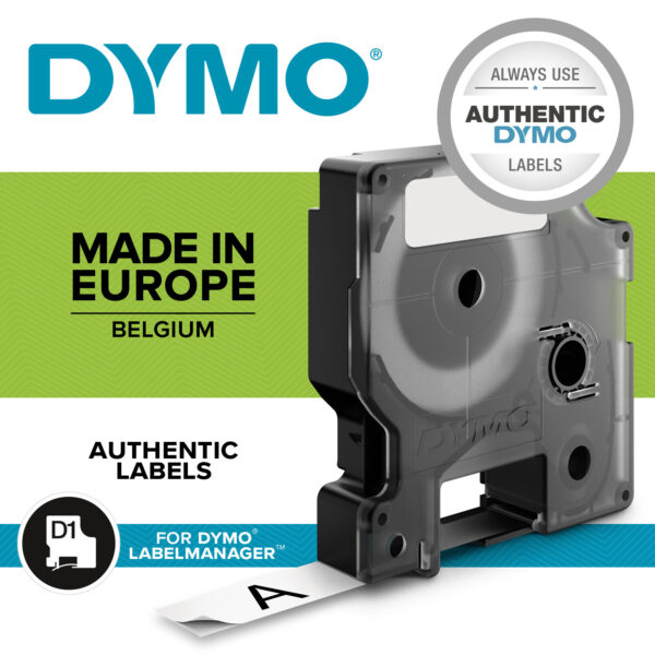 DYMO D1 -Standard Labels - Black on Transparent - 12mm x 7m - Afbeelding 6