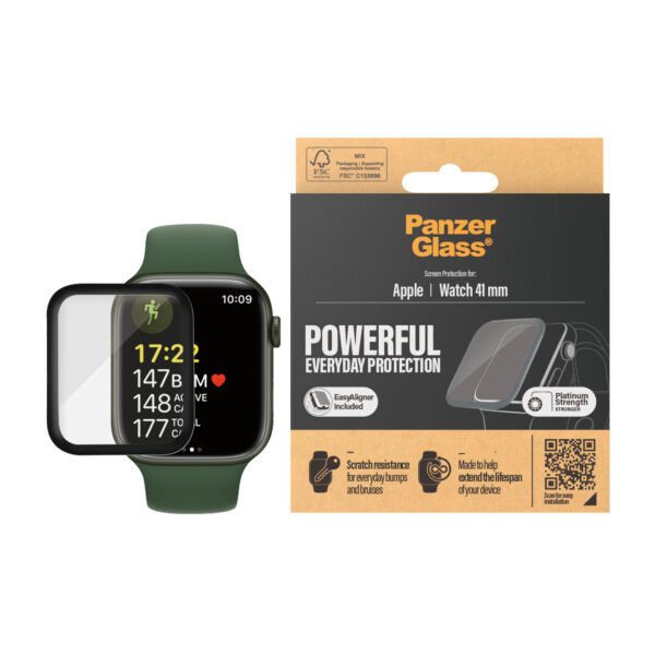 PanzerGlass PG Apple Watch 7 40mm Black Schermbeschermer Transparant Gehard glas, Thermoplastic polyurethaan (TPU) - Afbeelding 2