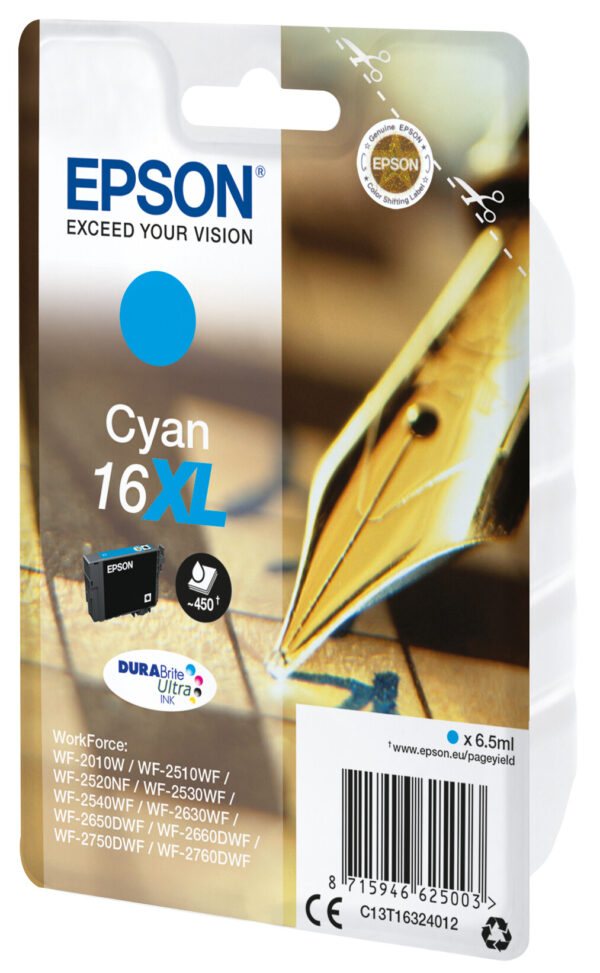 Epson Pen and crossword Singlepack Cyan 16XL DURABrite Ultra Ink - Afbeelding 2