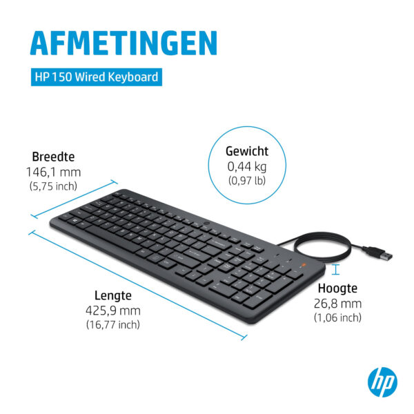 HP 150 Wired Keyboard - Afbeelding 4