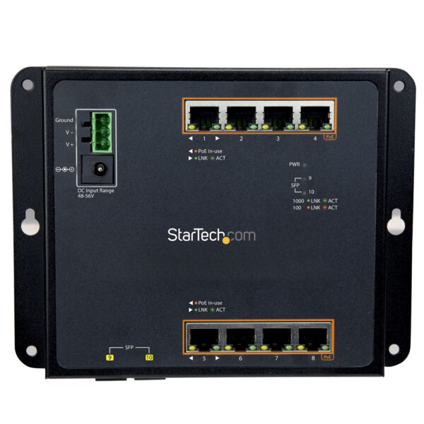 StarTech.com Industrial 8 Port Gigabit PoE+ Switch met 2 SFP MSA Slots - 30W - Robuuste GbE L2 Managed Switch - Rugged High Powe - Afbeelding 3