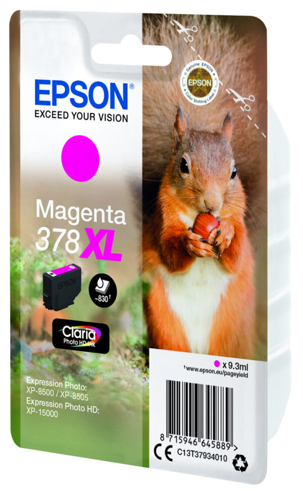 Epson Squirrel Singlepack Magenta 378XL Claria Photo HD Ink - Afbeelding 3