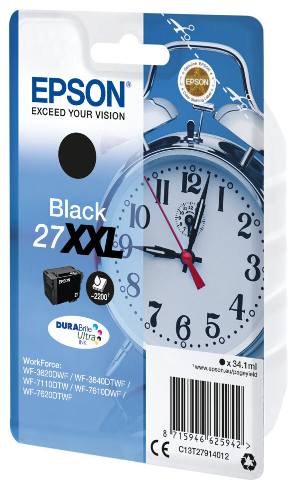 Epson Alarm clock Singlepack Black 27XXL DURABrite Ultra Ink - Afbeelding 2