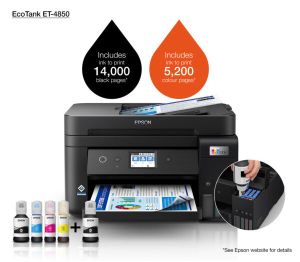 Epson EcoTank ET-4850 A4 multifunctionele Wi-Fi-printer met inkttank, inclusief tot 3 jaar inkt - Afbeelding 16