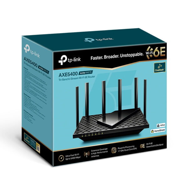 TP-Link Archer AXE75 draadloze router Gigabit Ethernet Tri-band (2,4 GHz / 5 GHz / 6 GHz) Zwart - Afbeelding 4