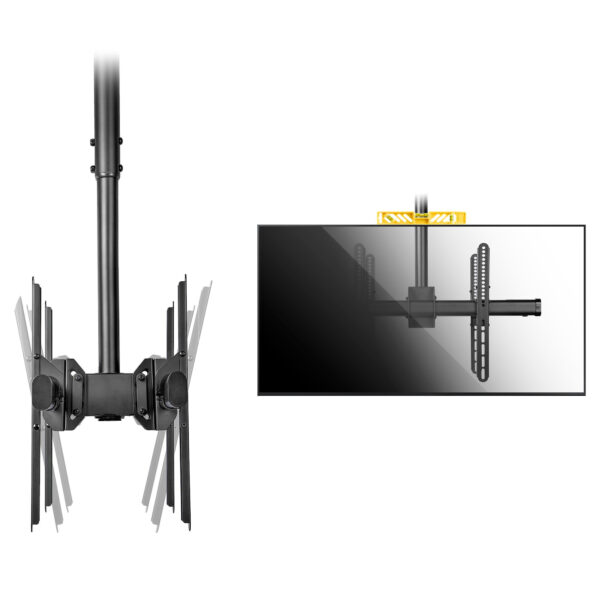 StarTech.com Dual TV Plafondbeugel, Rug-aan-Rug Heavy-Duty Ophangbeugel, VESA Beugel voor Dual 32"-75" TVs / Displays, Kantelen/ - Afbeelding 6