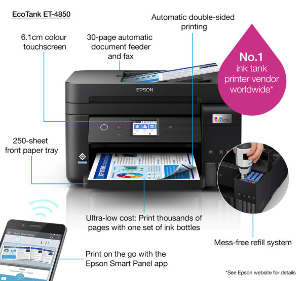 Epson EcoTank ET-4850 A4 multifunctionele Wi-Fi-printer met inkttank, inclusief tot 3 jaar inkt - Afbeelding 14