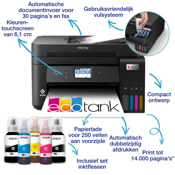 Epson EcoTank ET-4850 A4 multifunctionele Wi-Fi-printer met inkttank, inclusief tot 3 jaar inkt - Afbeelding 20