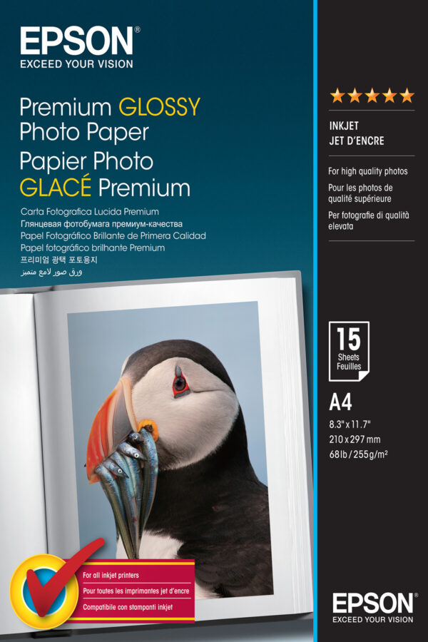 Epson Premium Glossy Photo Paper - A4 - 15 Vellen