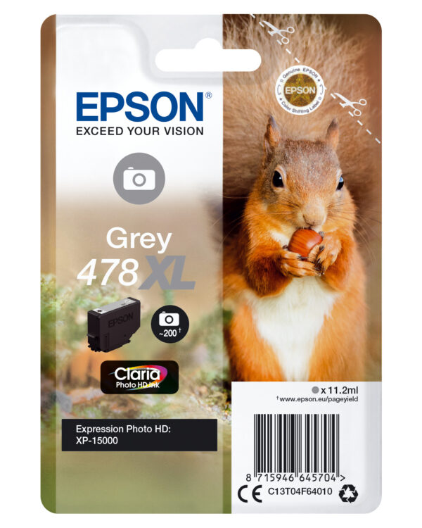 Epson Squirrel Singlepack Grey 478XL Claria Photo HD Ink