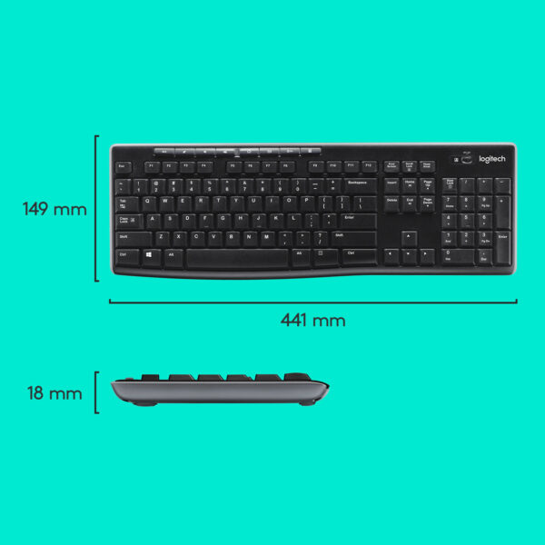 Logitech Wireless Combo MK270 toetsenbord Inclusief muis Thuis RF Draadloos QWERTY US International Zwart, Zilver - Afbeelding 2