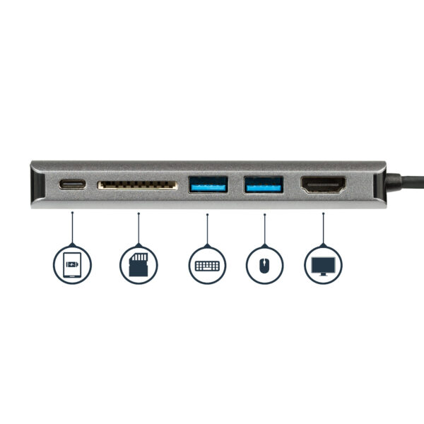 StarTech.com USB-C multiport adapter met SD kaartlezer - Power Delivery - 4K HDMI - GbE - 2 x USB 3.0 - USB-C hub - card reader - Afbeelding 2